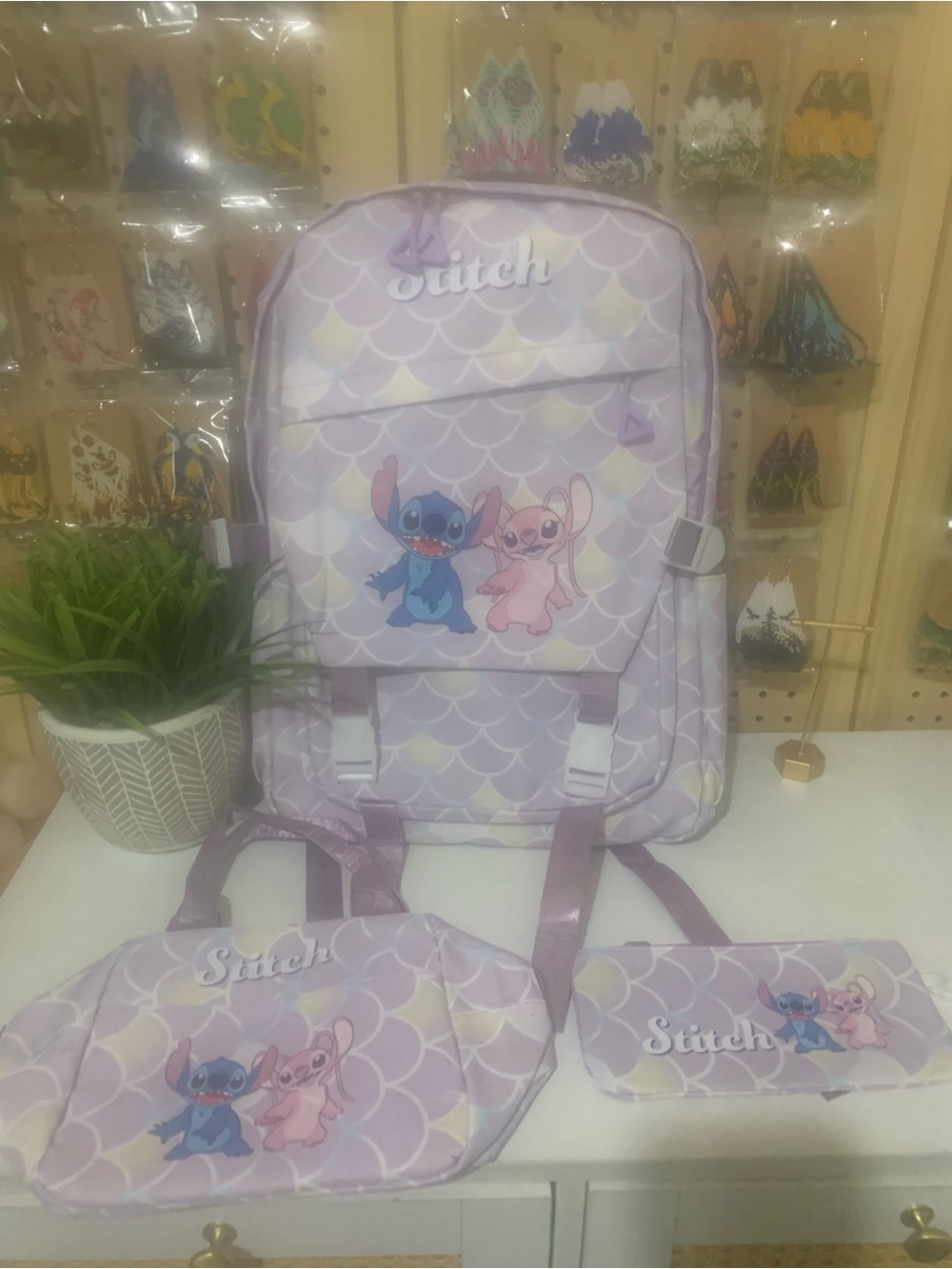 Stitch Kids Backpack Set in Lavender Mermaid Print